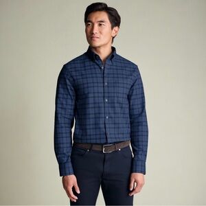 New Charles Tyrwhitt Classic Fit Non-Iron Twill Button Dress Shirt Size XXL Blue